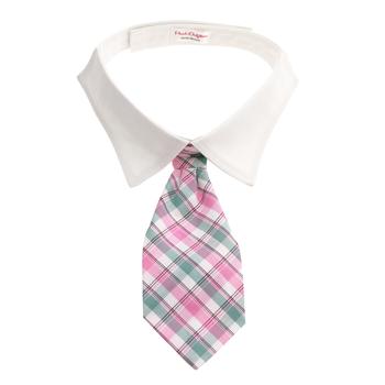 Brooks Dog Shirt Collar and Tie - Pink and Mint Plaid