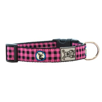 Buffalo Plaid Adjustable Clip Dog Collar by RC Pet - Pink