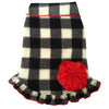 Buffalo Plaid Pullover Dog Dress with Flower - Black and White