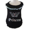 Butterfly Princess Blouse Dog Shirt - Black with Blue Trim