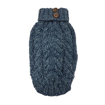 Cable Knit Dog Sweater by foufou Dog - Denim Blue