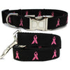 Cancer Awareness Dog Collar and Leash Set by Diva Dog - Black