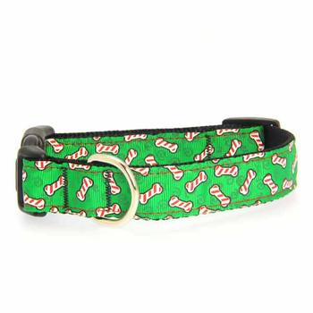 Candy Cane Bones Nylon Dog Collar