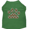 Candy Cane Chevron Paw Rhinestone Dog Shirt - Green