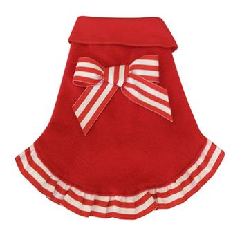 Candy Cane Ruffled Dog Pullover - Red