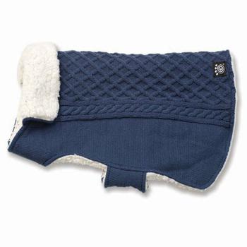 Carle's Cable Dog Sweater Jacket - Navy