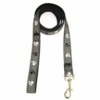 Casual Canine Reflective Pawprint Dog Leash - Gray