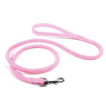 Checkerboard Braided Dog Leash by Yellow Dog - Pink