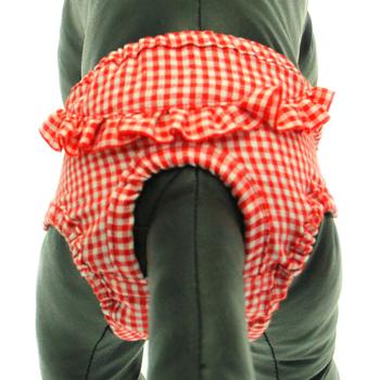 Checkered Dog Sanitary Pants by Puppe Love - Red