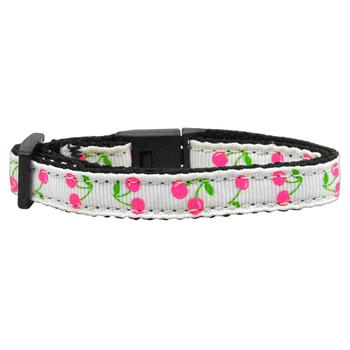 Cherries Nylon Safety Cat Collar - White