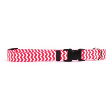 Chevron Dog Collar by Yellow Dog - Strawberry