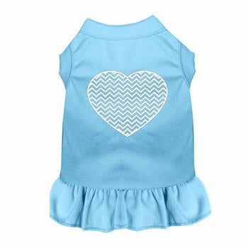 Chevron Heart Screen Print Dog Dress - Baby Blue
