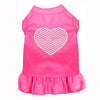 Chevron Heart Screen Print Dog Dress - Bright Pink