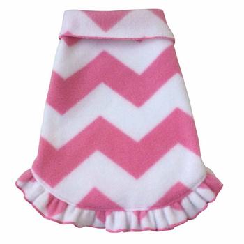 Chevron Ruffled Dog Pullover - Pink