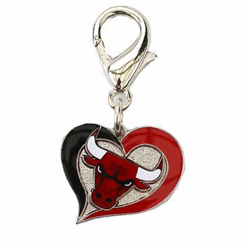 Chicago Bulls Swirl Heart Dog Collar Charm