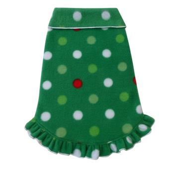 Christmas Dots Ruffled Dog Pullover - Green