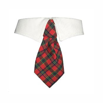 Christmas Tartan Dog Shirt Collar & Tie