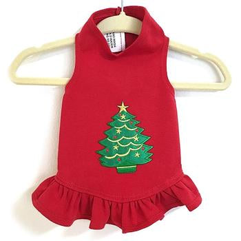 Christmas Tree Dog Dress by Daisy and Lucy - Red