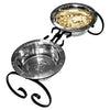 Classic Wrought Iron Dog Diner with Stainless Steel Bowls - Black