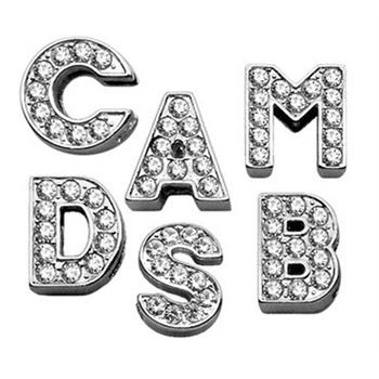 Clear Bling Lettering Slider Charms from A-Z - 10MM