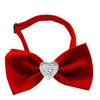 Clear Crystal Heart Chipper Dog Bow Tie - Red