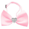 Clear Crystal Heart Chipper Dog Bow Tie - Light Pink