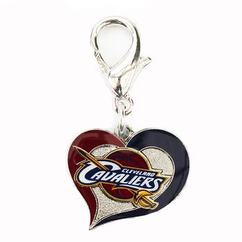 Cleveland Cavaliers Swirl Heart Dog Collar Charm