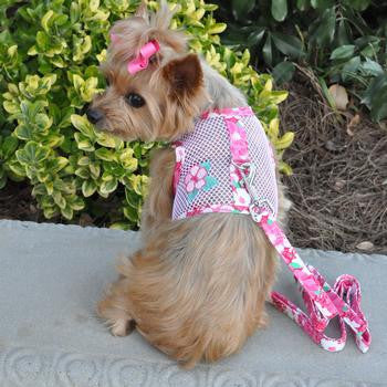 Cool Mesh Dog Harness - Hawaiian Hibiscus Pink