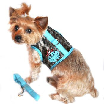 Cool Mesh Dog Harness Under the Sea Collection - Pirate Octopus Blue and Black