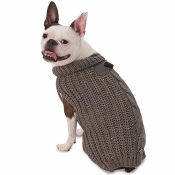 Corbin's Cable Dog Sweater - Gray