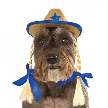 Cowgirl Hat Dog Costume with Braids