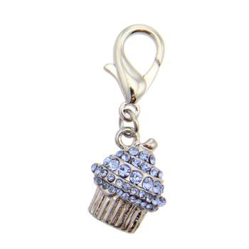 Crystal Cupcake D-Ring Pet Collar Charm by FouFou Dog - Blue