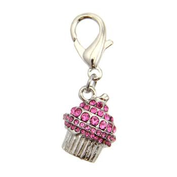 Crystal Cupcake D-Ring Pet Collar Charm by FouFou Dog - Pink