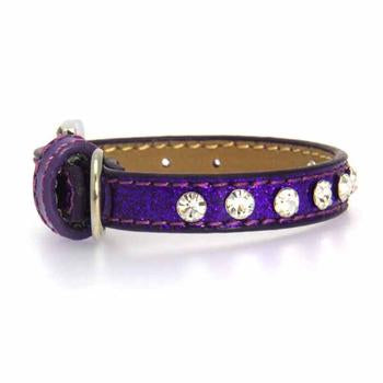 Clear Crystal Puppy Ice Cream Dog Collar - Purple