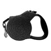 Crystal Retractable Dog Leash - Black