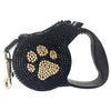 Crystal Retractable Dog Leash - Gold Paw