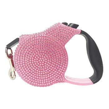 Crystal Retractable Dog Leash - Light Pink