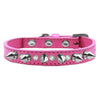 Crystals and Silver Spikes Dog Collar - Bright Pink