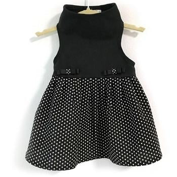 Daisy and Lucy Black Top with Black and White Polka Dot Skirt Dog Dress