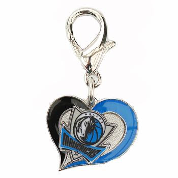 Dallas Mavericks Swirl Heart Dog Collar Charm