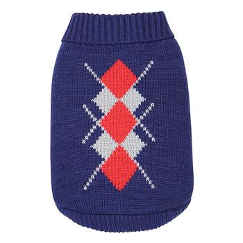 Dobaz Argyle Dog Sweater - Navy