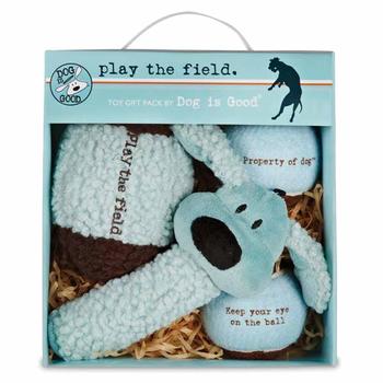 Dog is Good Play the Field Dog Toy Gift Pack - Blue