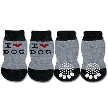 Doggy Socks - Grey & Black I Love Dog