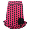 Dots With Bow Pull Over Dress - Hot Pink and Black