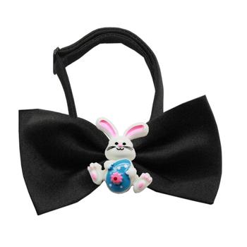 Easter Bunny Chipper Dog Bow Tie - Black