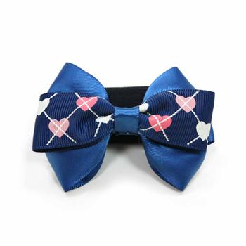 EasyBOW Gentleman Argyle Heart Dog Collar Attachment by Dogo - Blue