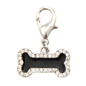 Enamel Bone D-Ring Pet Collar Charm by FouFou Dog - Black