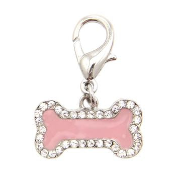 Enamel Bone D-Ring Pet Collar Charm by FouFou Dog - Pink