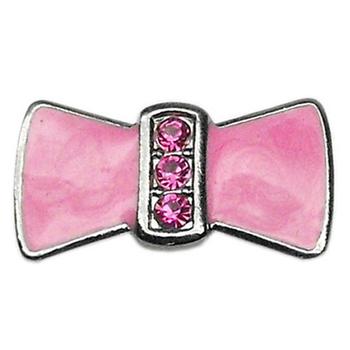 Enamel Bow Slider Dog Collar Charm - Pink