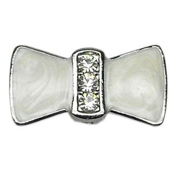 Enamel Bow Slider Dog Collar Charm - White